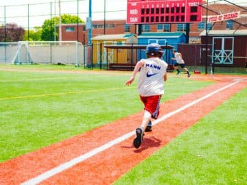 Camper runs toward home base