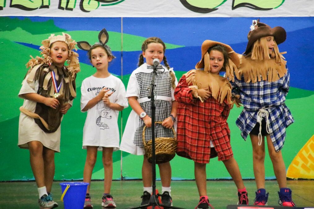 Young campers perform in The Wizard of Oz production