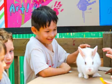 Camper betting a bunny.