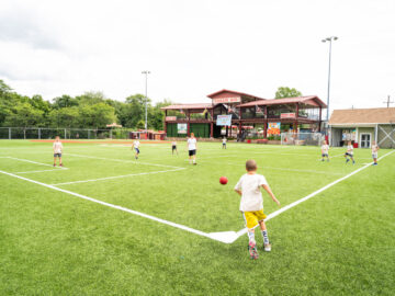 Campers playing soccer.