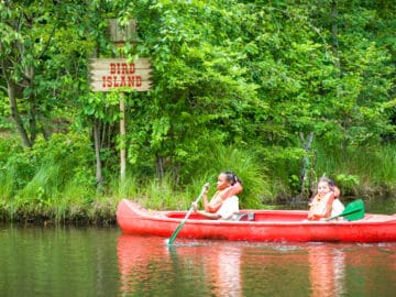 Campers canoeing.