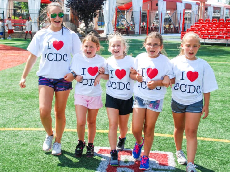 Campers with I Love CCDC shirts on.