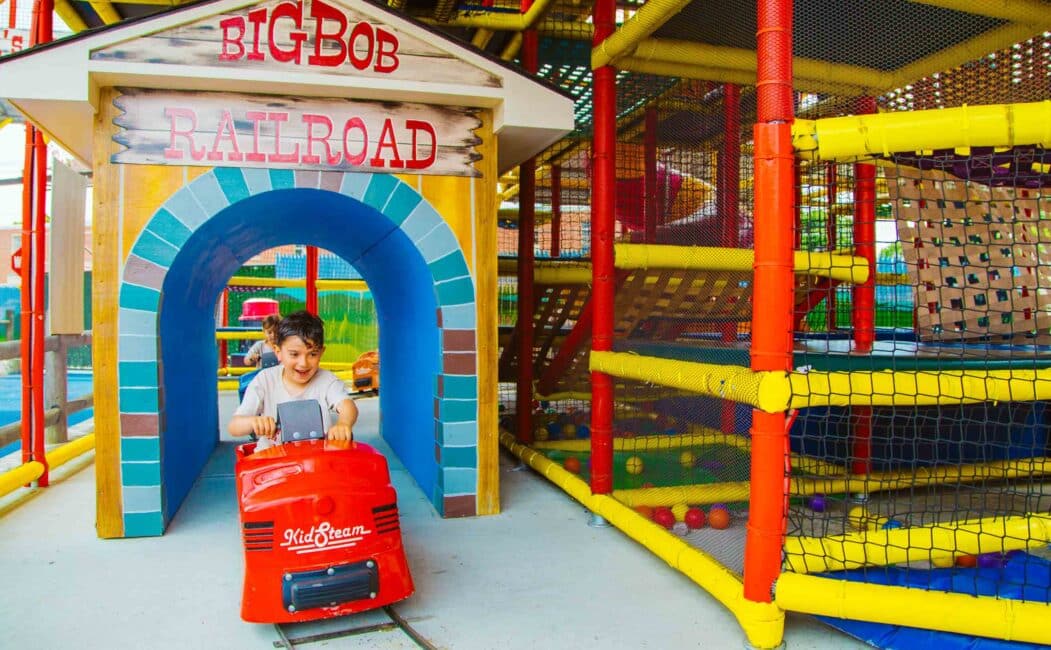 Camper rides train around Big Bob Railroad