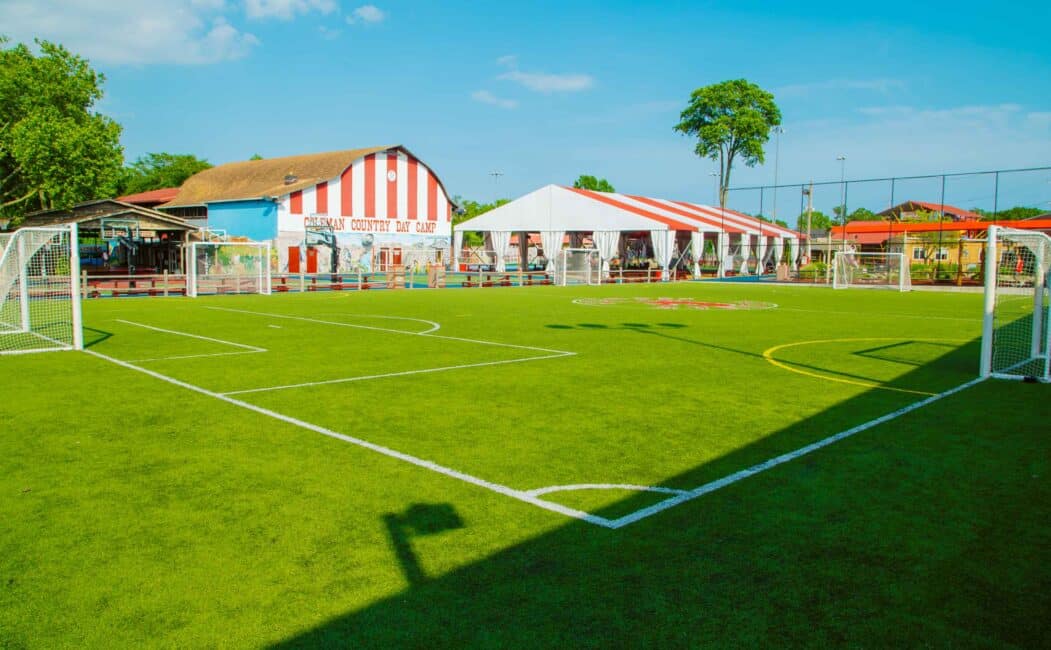 Wide view of soccer field