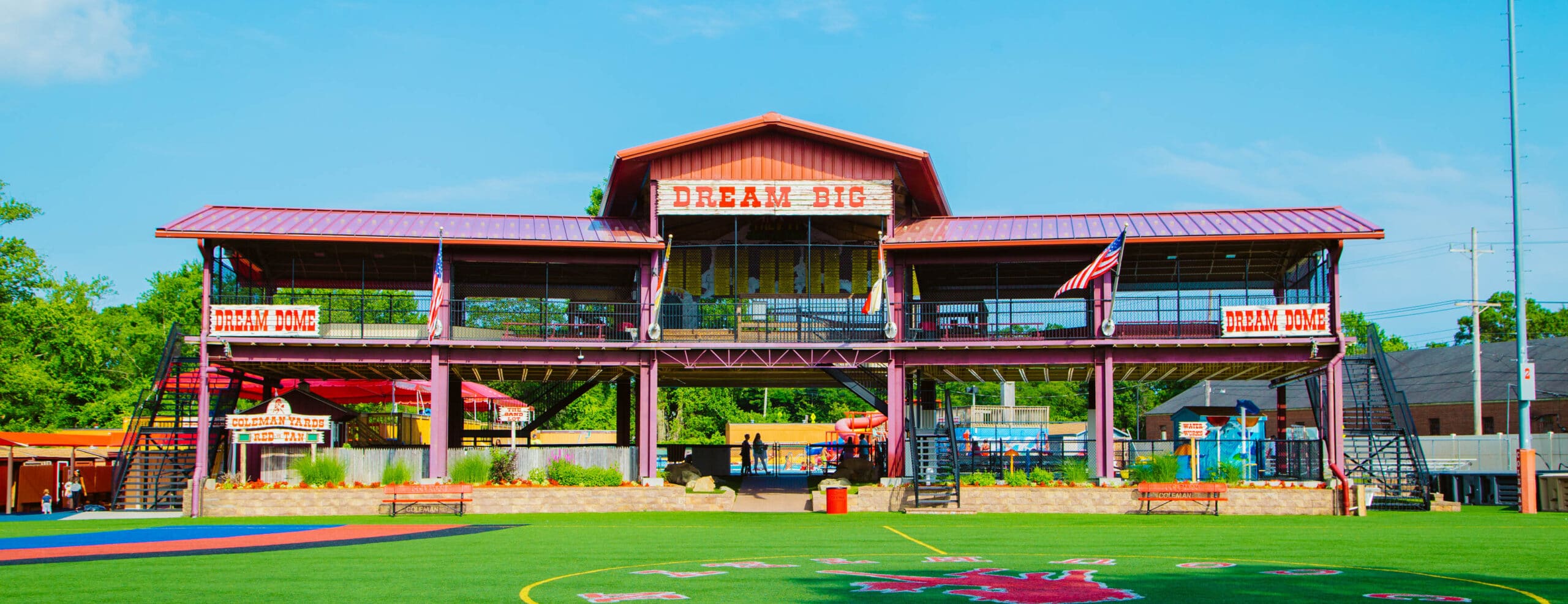 Wide view of the Coleman Country Day Camp baseball field.