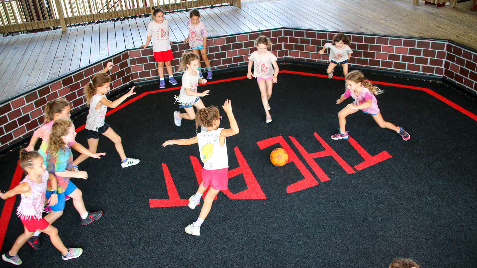 Campers playing a game of Gaga.